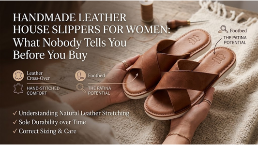 Handmade leather slippers for women - theleathergiftco