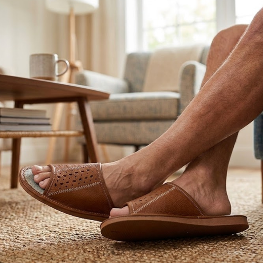 Handmade Leather House Slippers For Men - Theleathergiftco