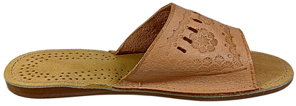 Anti-slip EVA rubber sole of women's handmade leather open toe bedroom slippers - The Leather Gift Co