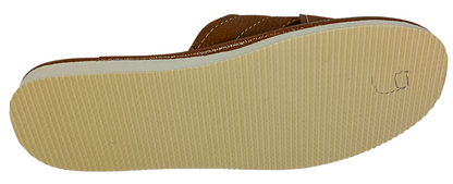 Women's leather slide slippers – sole and rubber grip detail – handmade in Poland