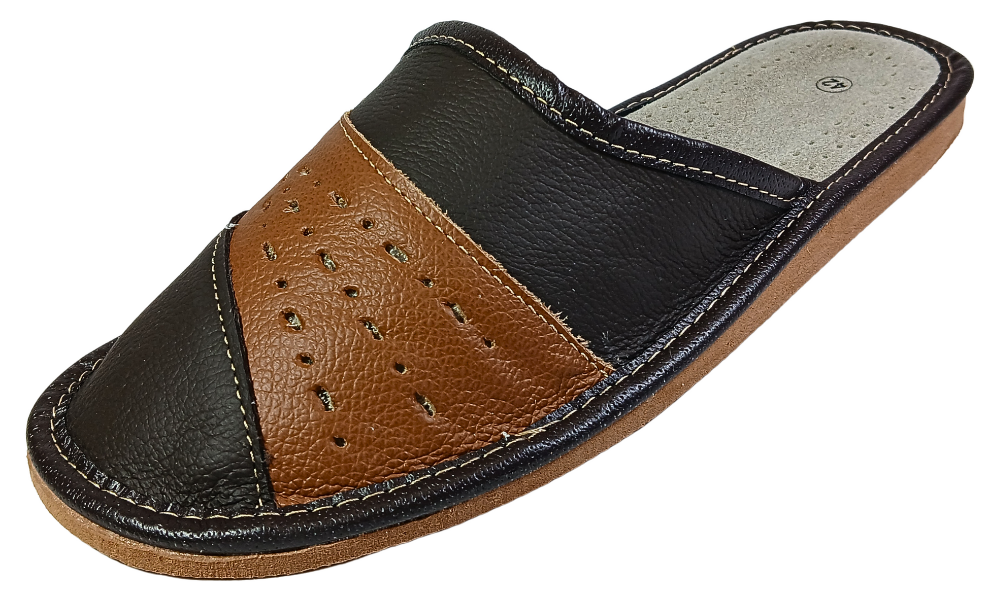 Men's handmade sheepskin house slippers, closed toe slip-on, made in Poland - The Leather Gift Co