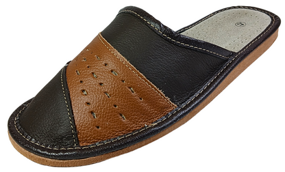 Men's handmade sheepskin house slippers, closed toe slip-on, made in Poland - The Leather Gift Co