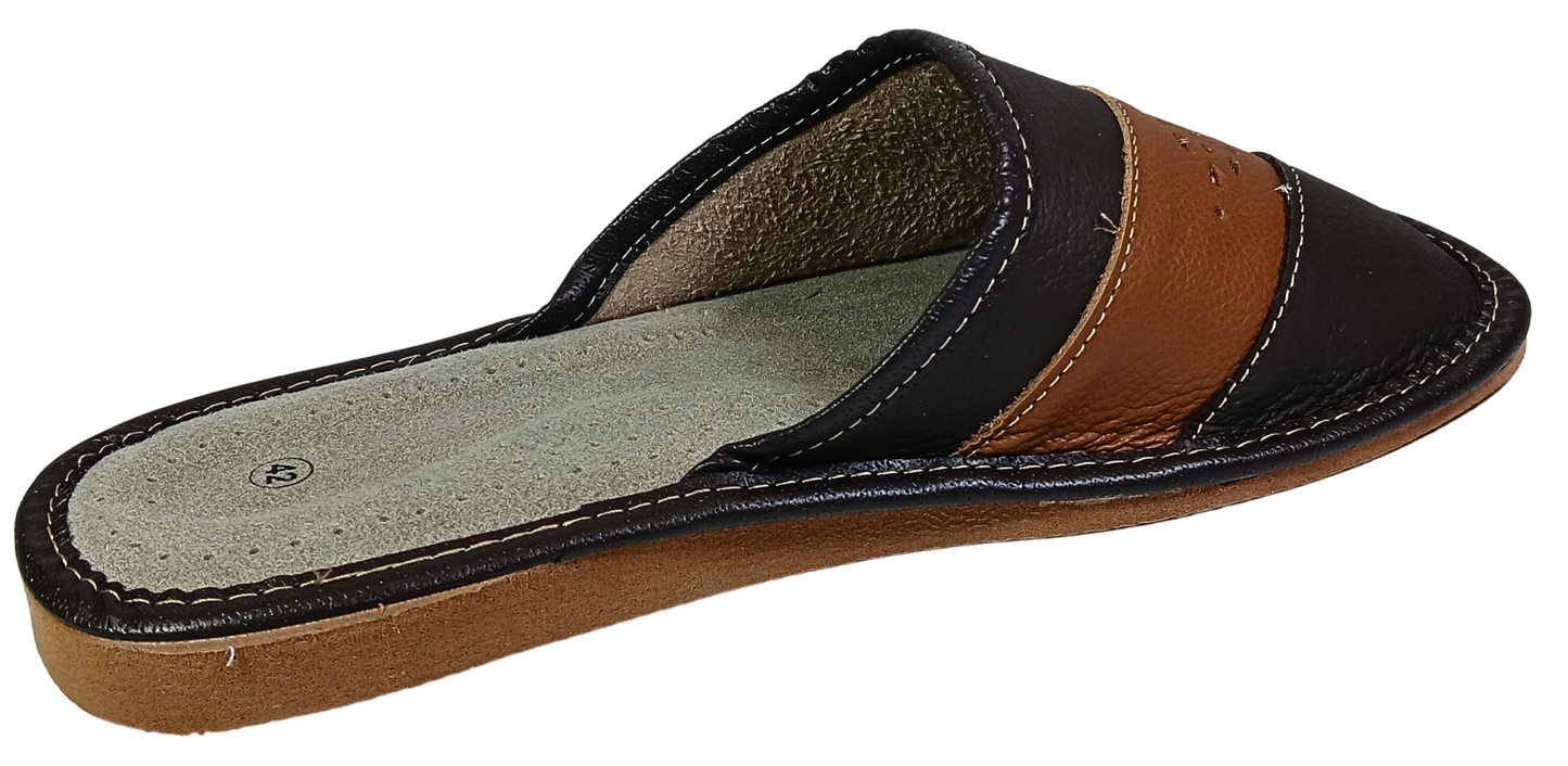Polish artisan sheepskin house slippers for men, closed toe slip-on style - The Leather Gift Co