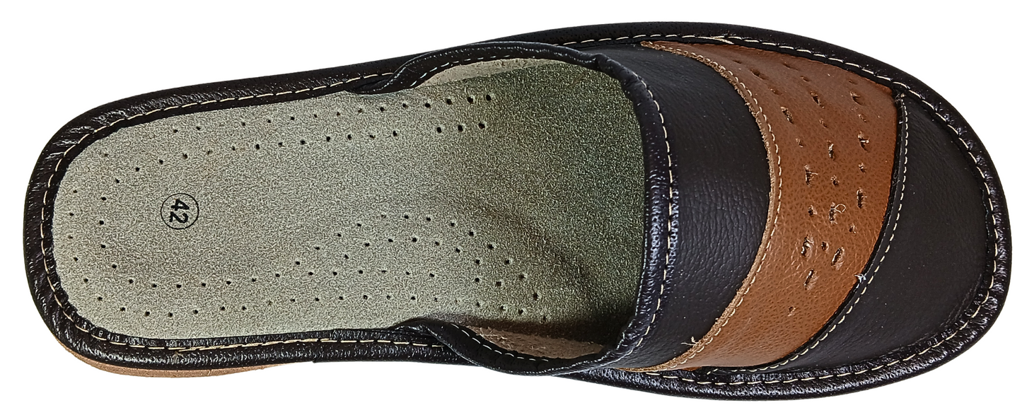 Polish artisan sheepskin house slippers for men, closed toe slip-on style - The Leather Gift Co