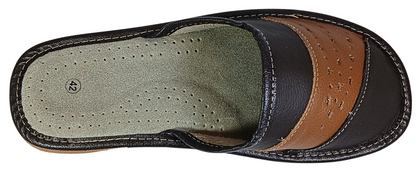 Polish artisan sheepskin house slippers for men, closed toe slip-on style - The Leather Gift Co