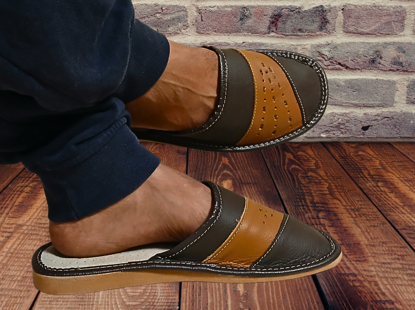 Luxury handmade sheepskin indoor slippers for men, closed toe, EVA outsole - The Leather Gift Co