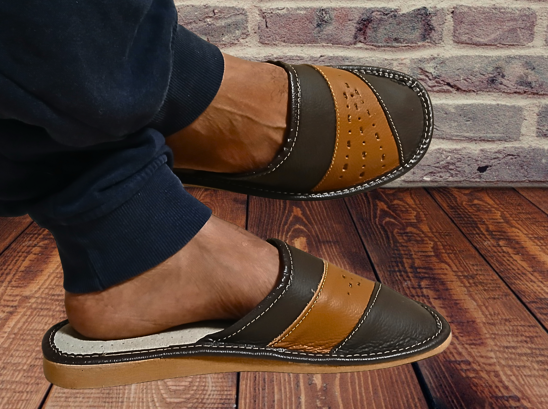 Luxury handmade sheepskin indoor slippers for men, closed toe, EVA outsole - The Leather Gift Co