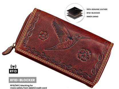 RFID Protection Feature in Women's Buffalo Leather Wallet | Secure Card Shield | The Leather Gift Co
