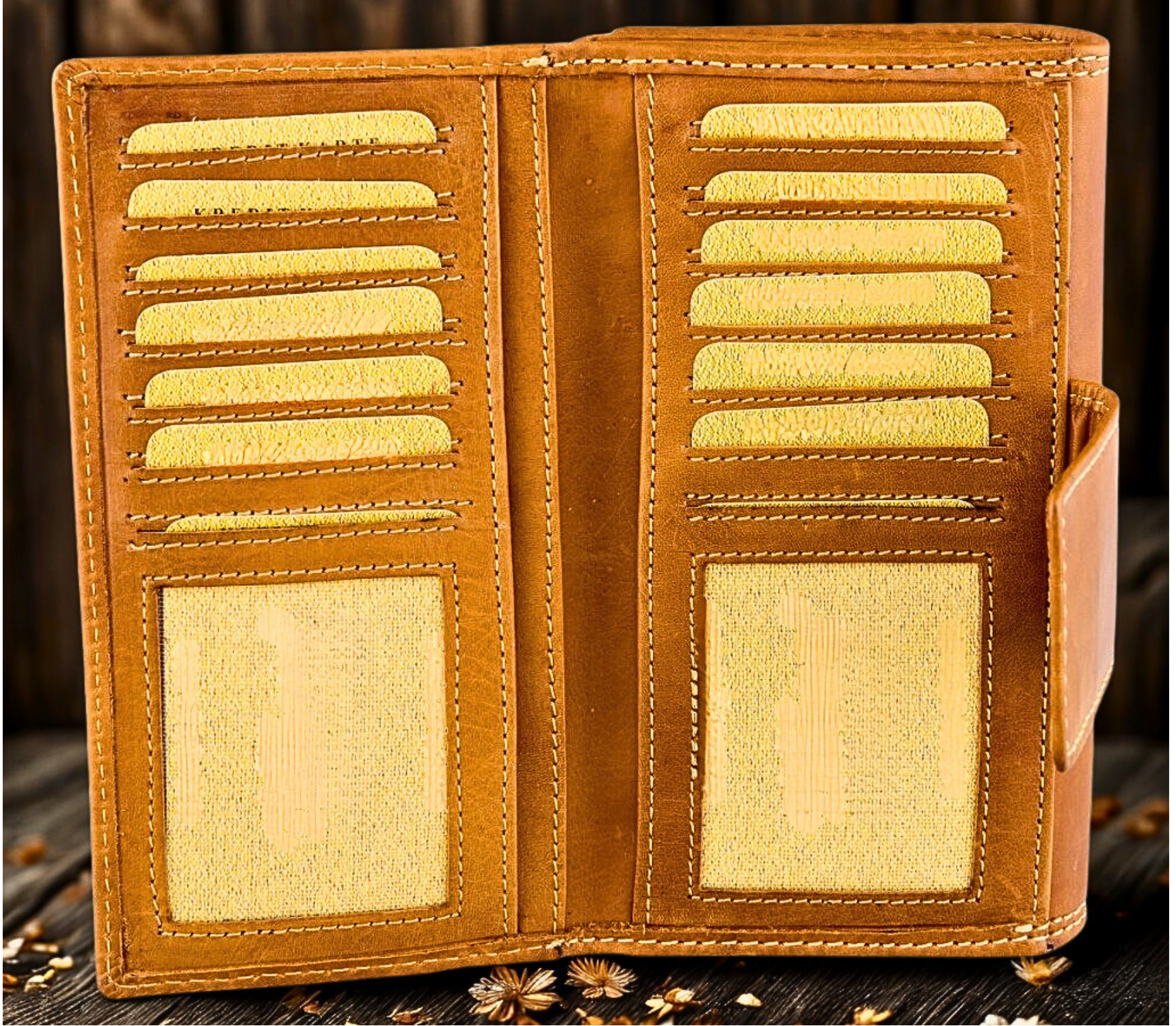 Zip-around leather clutch wallet women butterfly embossing coin pocket bill compartments | The Leather Gift Co
