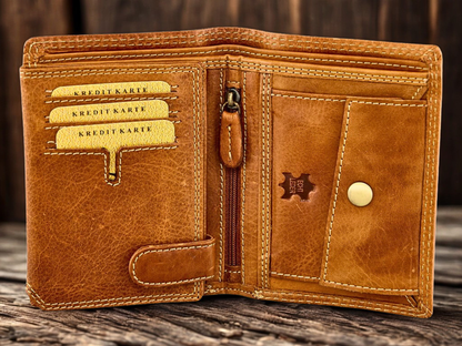 RFID protected buffalo leather wallet