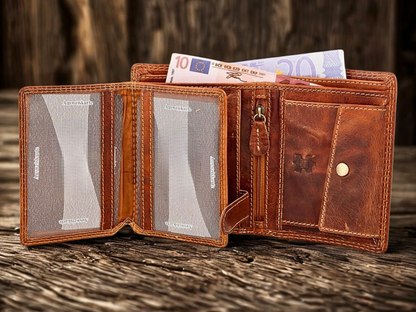 Buffalo leather wallet gift-ready packaging