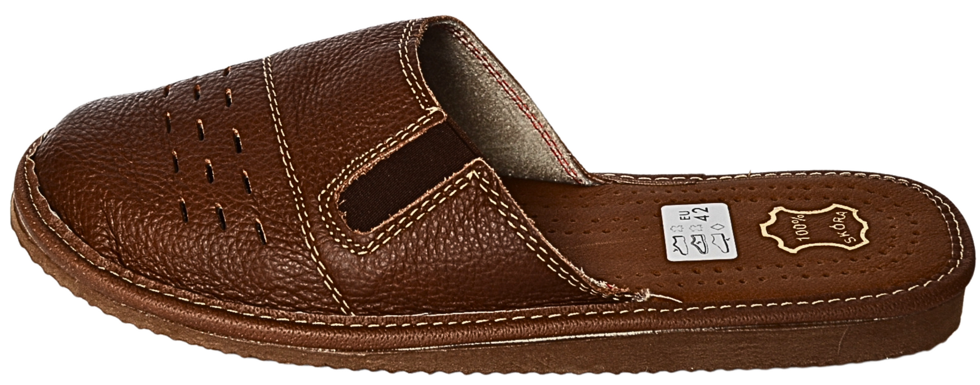 Buffalo leather indoor mules for men - breathable natural leather upper handcrafted in Poland
