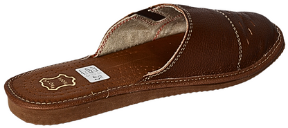 Genuine buffalo leather house slippers - soft sheepskin insole and flexible EVA outsole