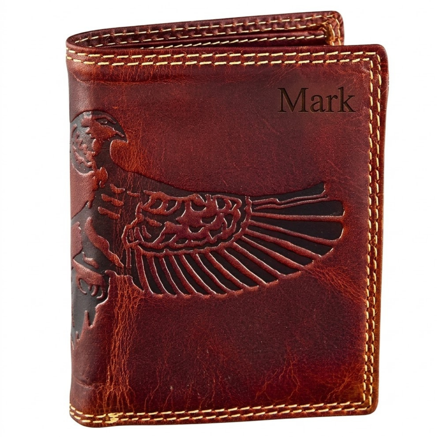 Hidden interior zip compartment inside personalised buffalo leather wallet