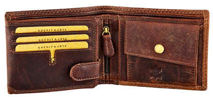 Men's bifold leather wallet eagle embossed ID window hidden pocket birthday gift | The Leather Gift Co