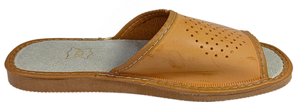 Men's natural leather sandals beige, lightweight rubber sole with traction pattern - The Leather Gift Co