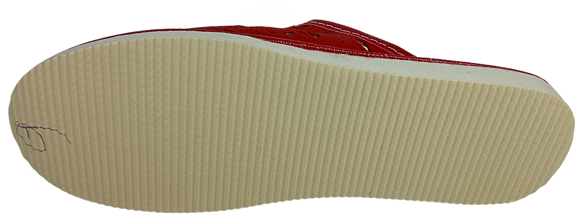 Cushioned sheepskin insole of women's red leather house slippers, warm and breathable - The Leather Gift Co
