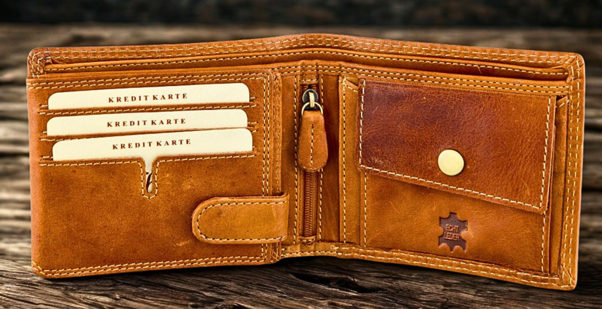 Handmade water buffalo leather wallet men 11 card slots coin pocket personalized engraving | The Leather Gift Co