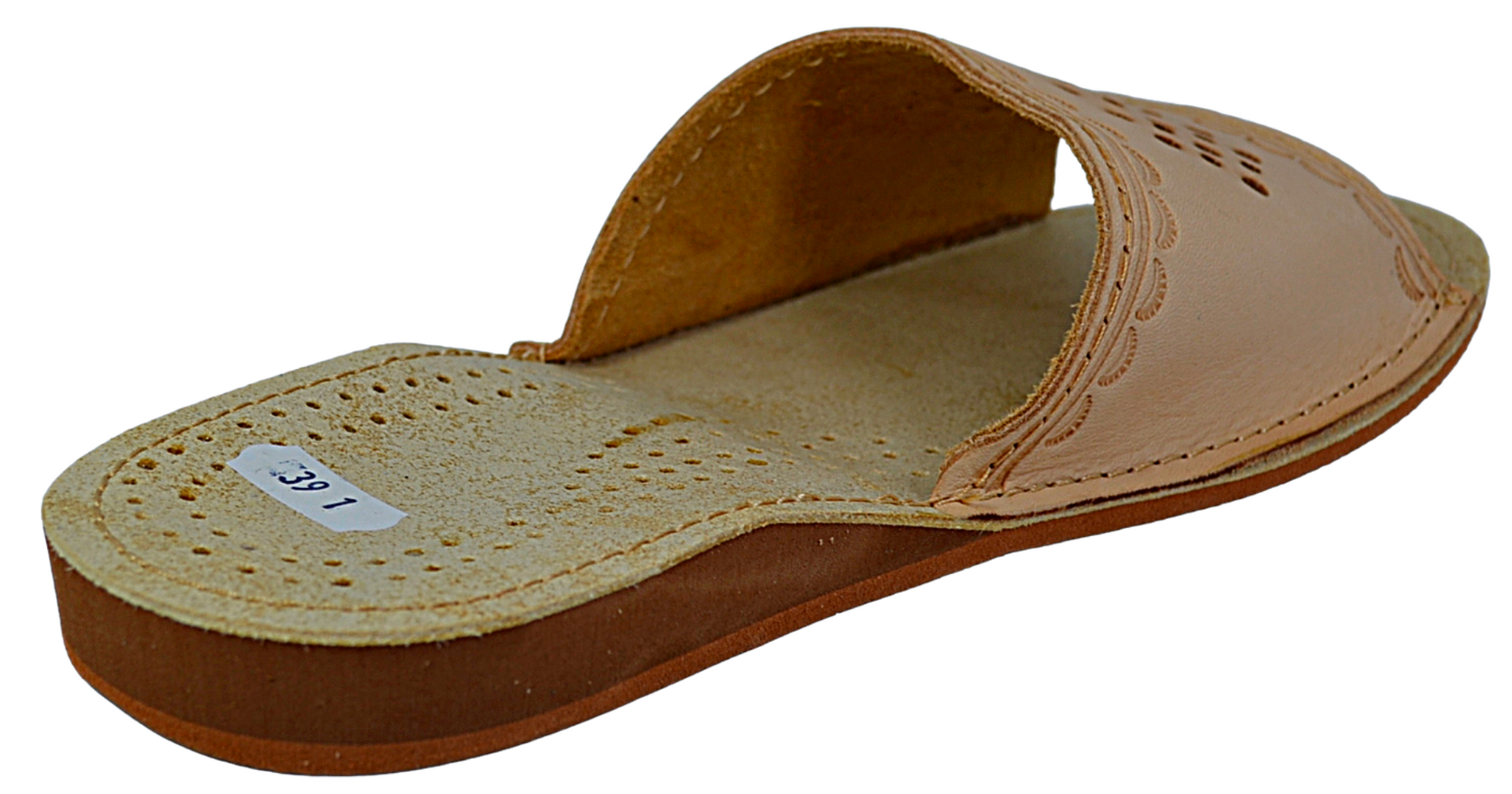 Pair of women's handmade sheepskin leather open toe indoor sandals, free EU shipping - The Leather Gift Co