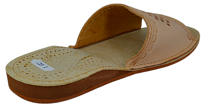 Pair of women's handmade sheepskin leather open toe indoor sandals, free EU shipping - The Leather Gift Co