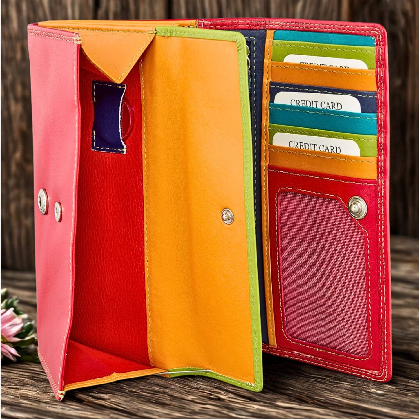 Third Internal View of Nappa Leather Long Purse | Bill Compartments & RFID Protection | The Leather Gift Co