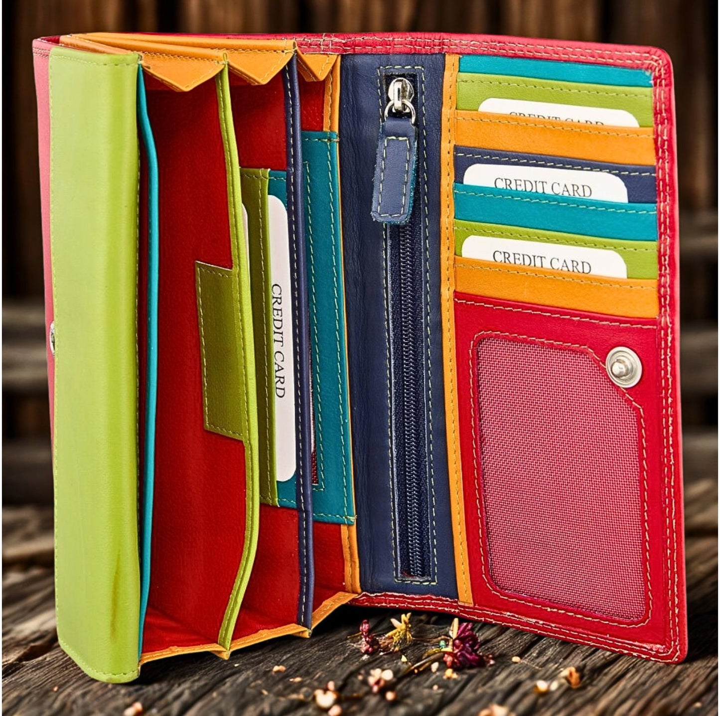 Second Internal View of Nappa Leather Long Purse | Bill Compartments & RFID Protection | The Leather Gift Co