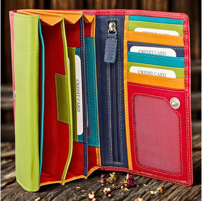 Second Internal View of Nappa Leather Long Purse | Bill Compartments & RFID Protection | The Leather Gift Co