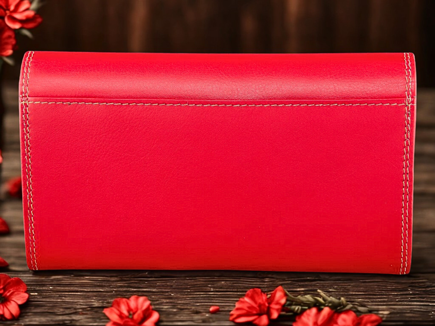 Handmade Nappa Leather Long Purse for Women Back View | Vibrant Zip-Around Clutch | The Leather Gift Co