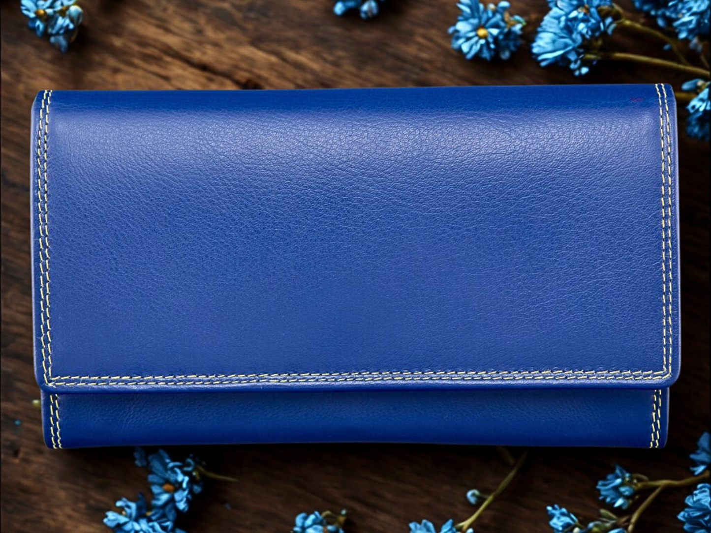 Navy Genuine Nappa Leather Long Purse for Women | Handmade Zip-Around Clutch Wallet | The Leather Gift Co