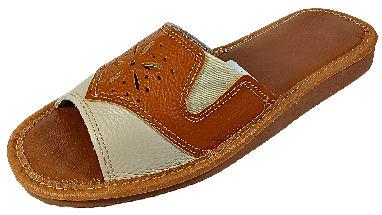 Women's handmade sheepskin leather flip flop sandals, open toe bedroom slippers, made in Poland - The Leather Gift Co