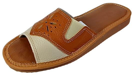 Women's handmade sheepskin leather flip flop sandals, open toe bedroom slippers, made in Poland - The Leather Gift Co