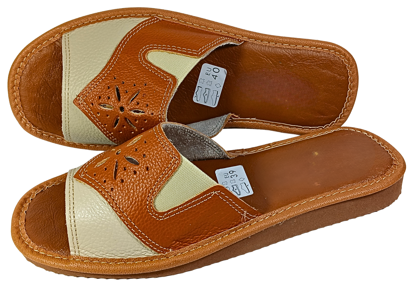 Pair of women's sheepskin leather flip flop bedroom slippers, free EU shipping - The Leather Gift Co