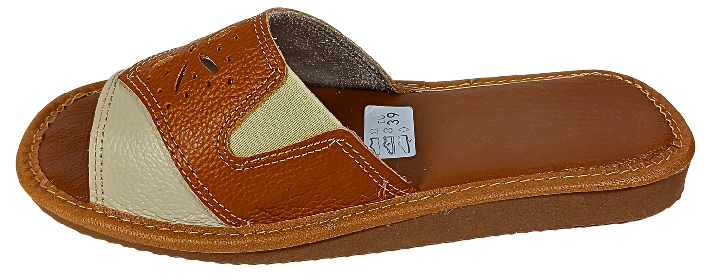 Ladies' sheepskin leather open toe flip flops, cushioned sheepskin insole, easy slip-on style - The Leather Gift Co