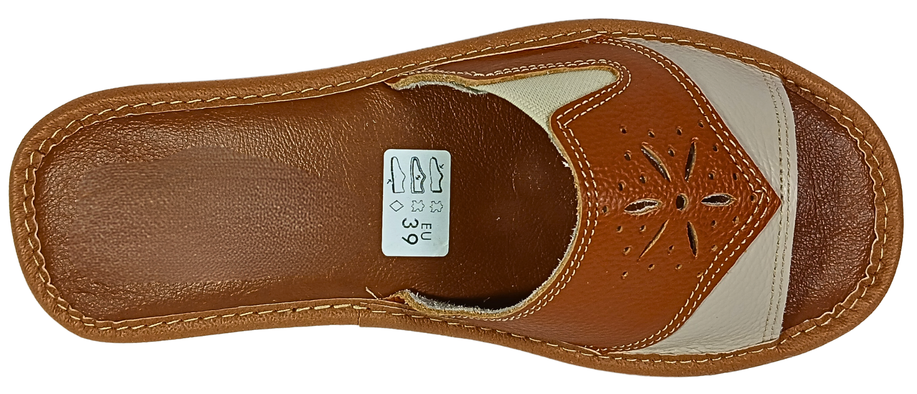 Women's soft sheepskin leather flip flop slides, handmade indoor house sandals, made in Poland - The Leather Gift Co