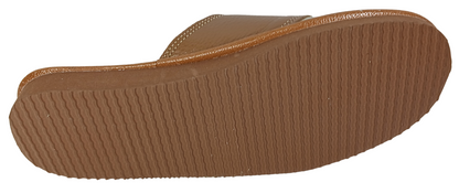 Close-up of full grain leather upper on women's handmade closed toe house mules - The Leather Gift Co