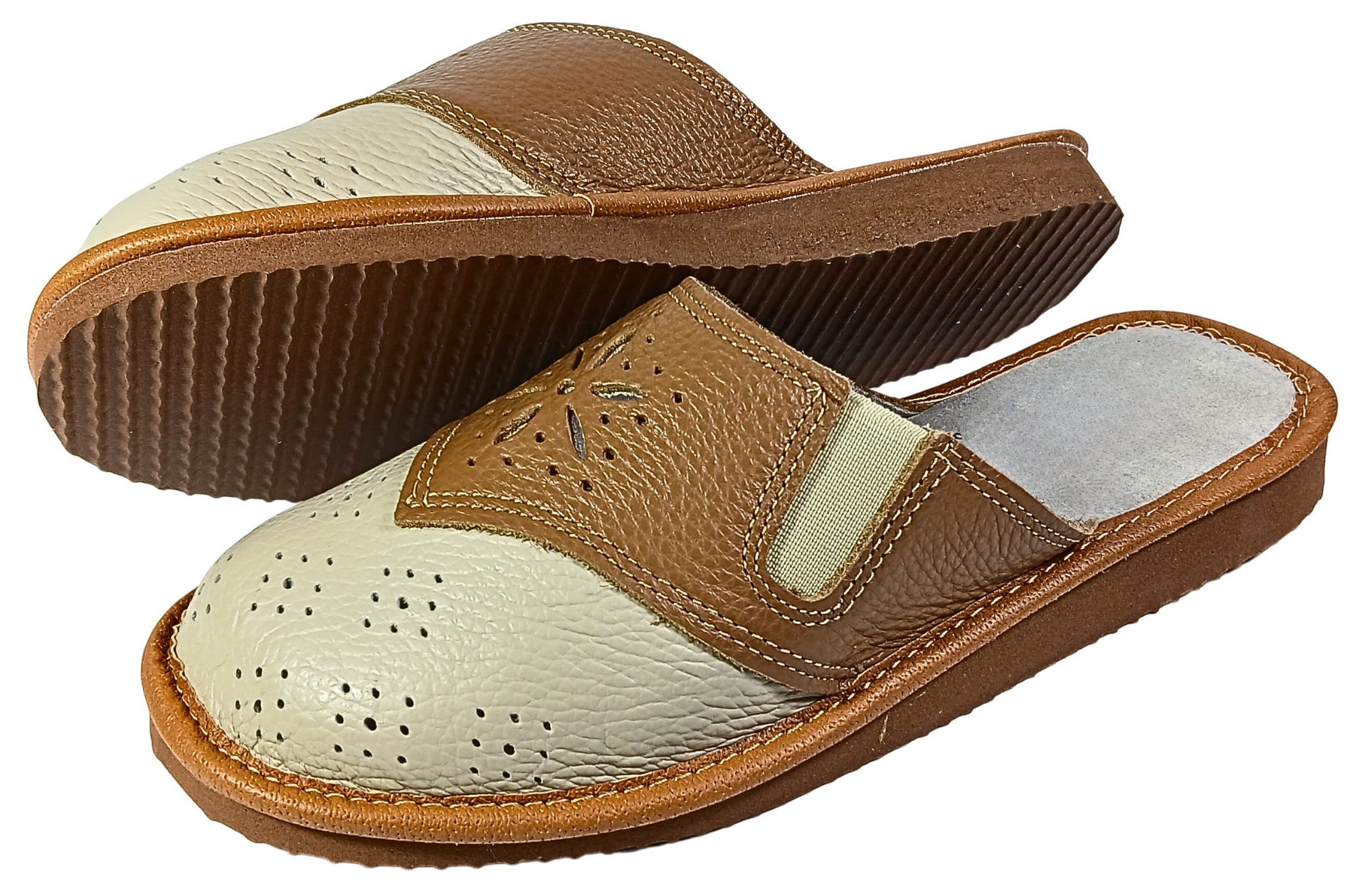 Pair of women's handmade full grain leather closed toe mules, wide fit, free EU shipping - The Leather Gift Co