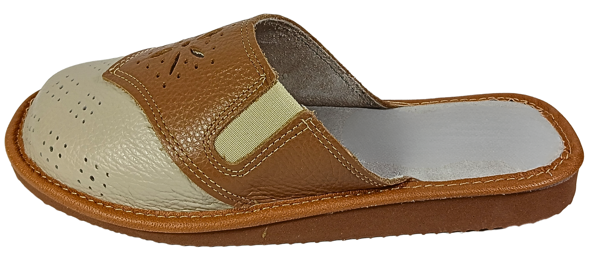 Handmade full grain leather closed toe mules for women, adjustable wide fit, sheepskin insole - The Leather Gift Co