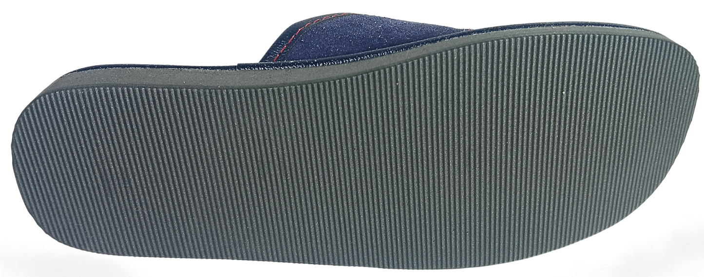 Handmade Navy Suede Slippers Men — Indoor Clog Poland