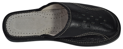 Men's leather indoor clogs, closed toe design, rubber outsole, handmade in Europe - The Leather Gift Co