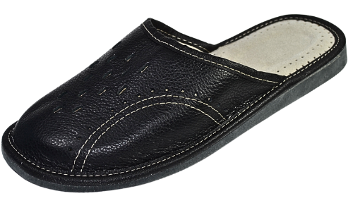 Men's genuine leather house slippers, classic closed toe slip-on, handmade in Poland - The Leather Gift Co