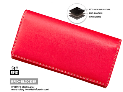 RFID Protection in Women's Nappa Leather Long Purse | Secure Card Shield | The Leather Gift Co