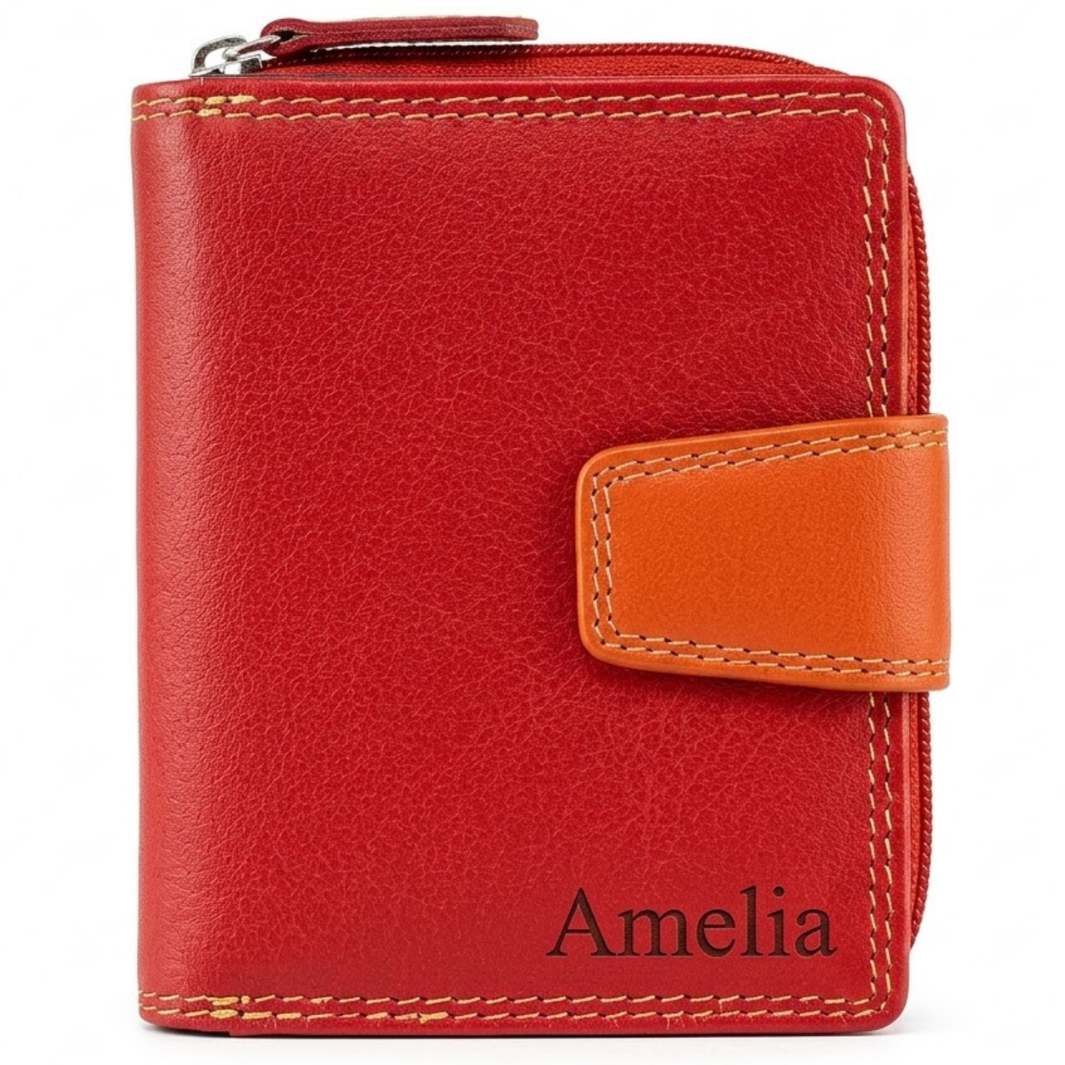 Handmade soft Nappa leather wallet women electric blue berry red turquoise personalized engraving | The Leather Gift Co