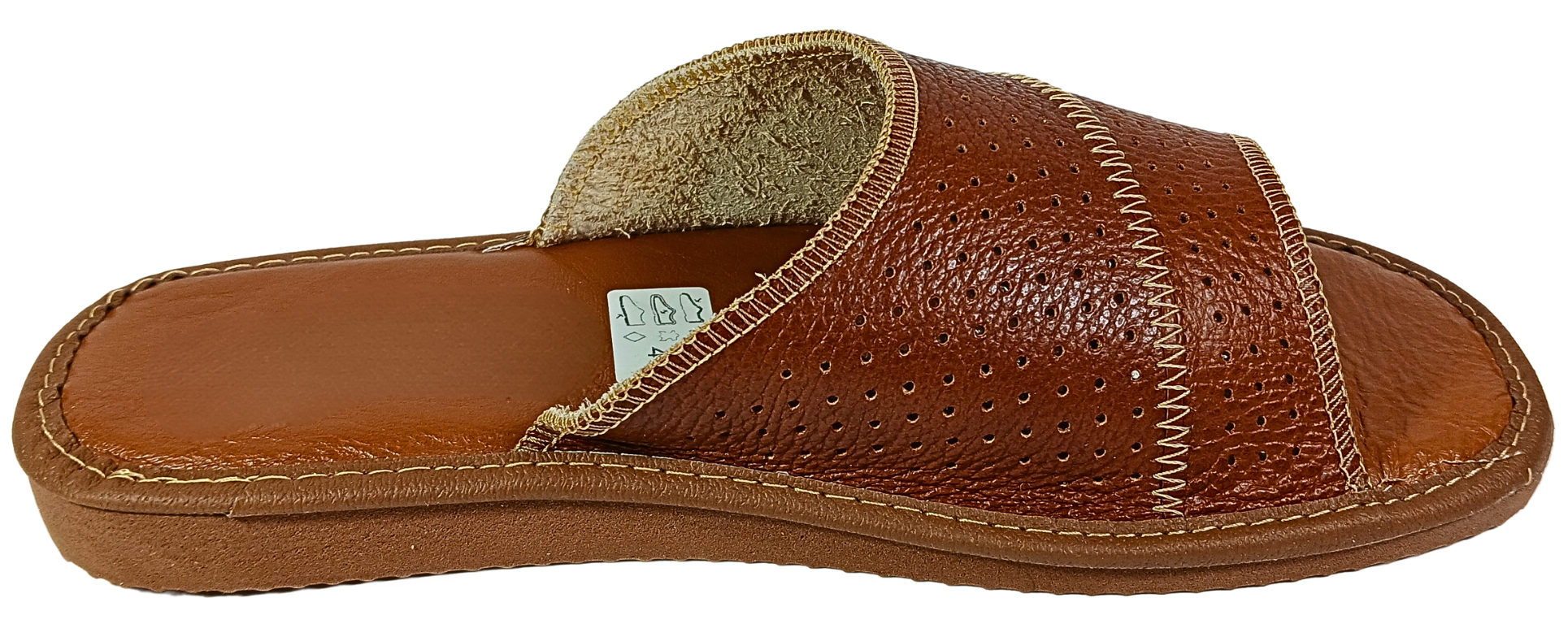 Full grain leather open toe slides for men in brown, handmade by Polish artisans - The Leather Gift Co