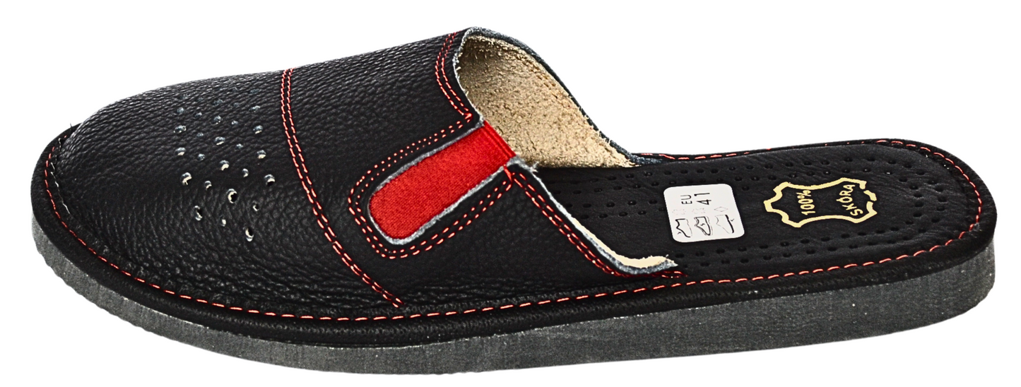 Handcrafted men's cowhide leather mules - closed toe structure for indoor and outdoor use