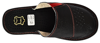 Men's full grain leather backless slippers - summer barefoot shoes made in Poland