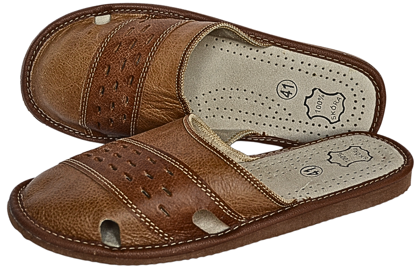 Handmade leather gift sheepskin slippers - plush footbed and durable outsole