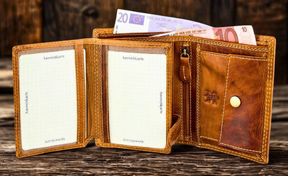 Motorcycle wallet coin pocket with secure snap closure