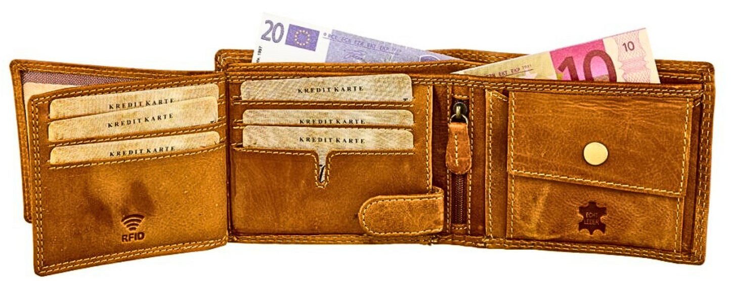 Buffalo leather bifold wallet men brown tan black maroon red personalized engraving