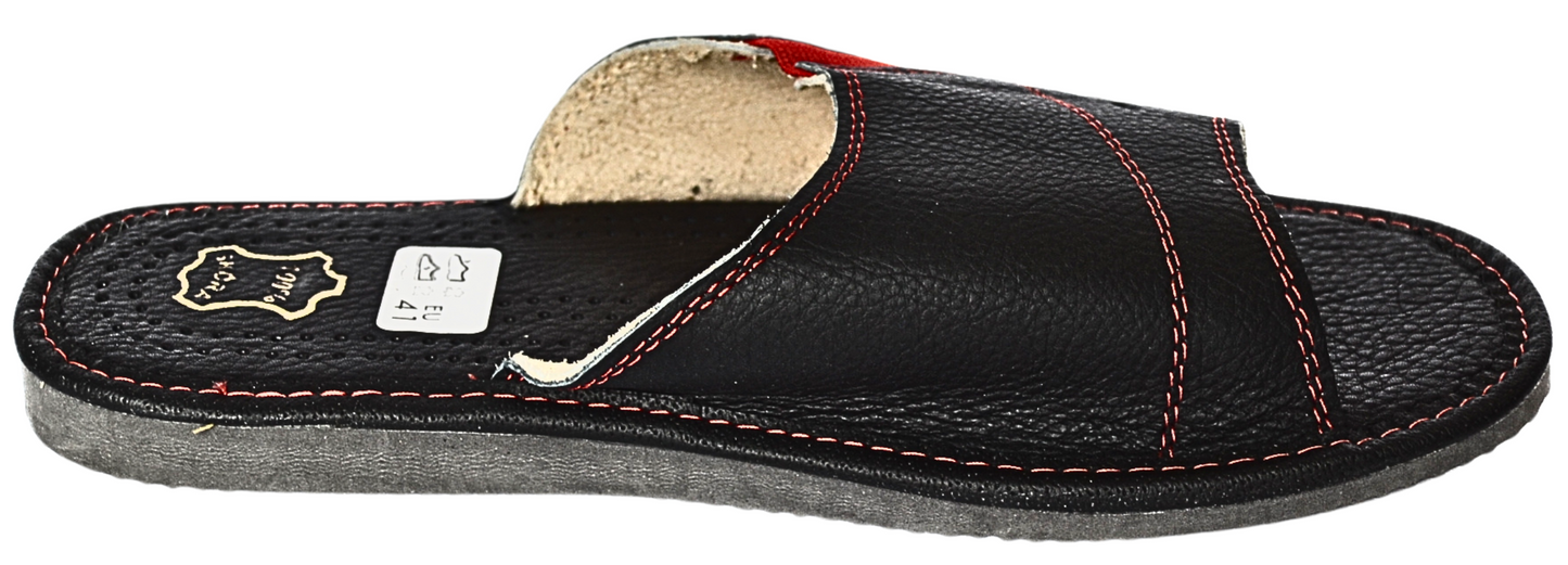 Rubber sole with traction pattern, men's leather indoor sandals - The Leather Gift Co