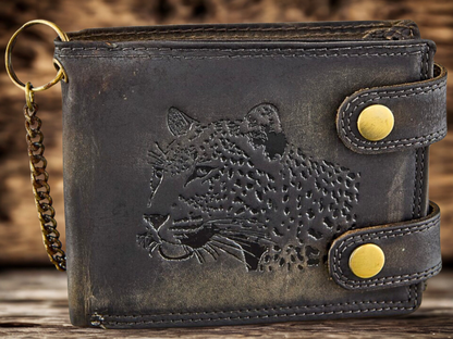 Personalized biker wallet with laser engraved name or date